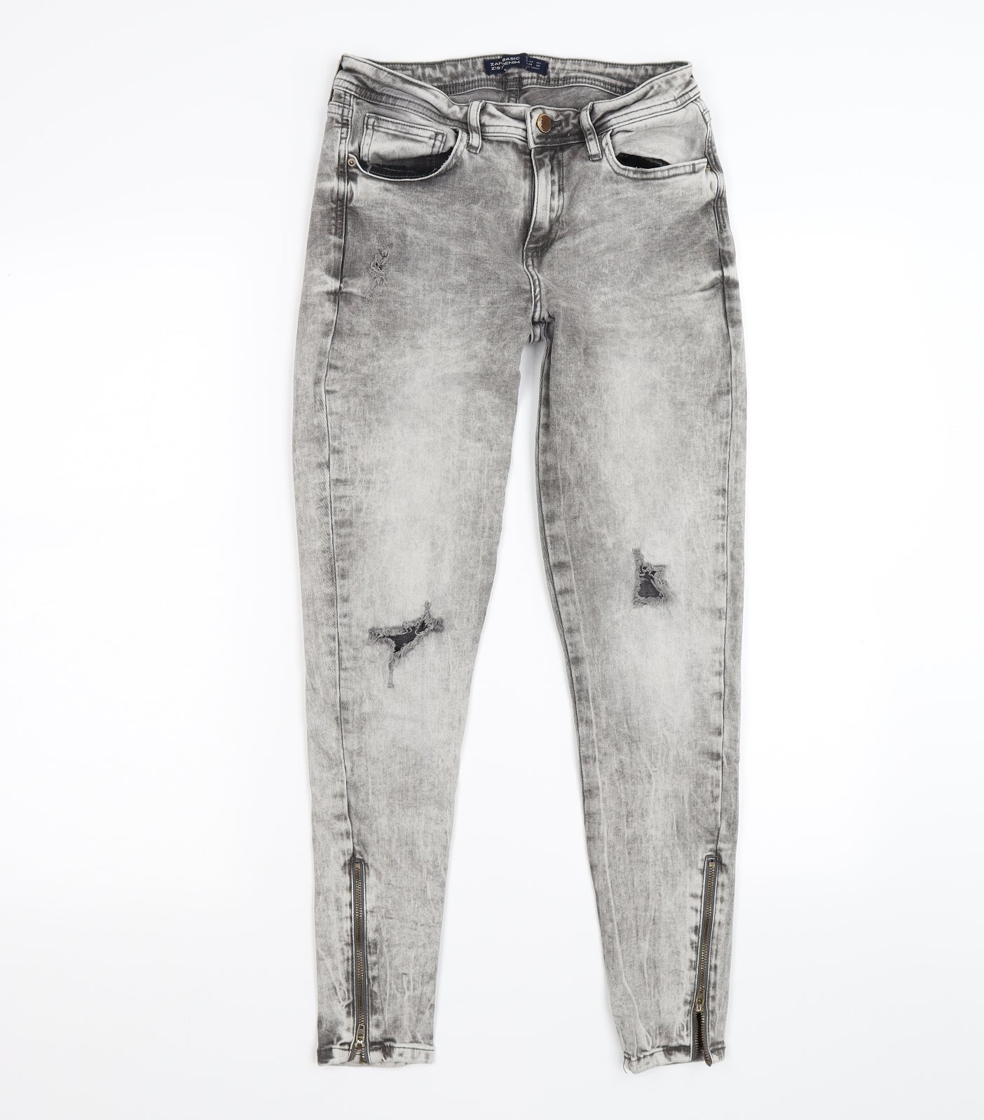 Zara Womens Grey  Denim Skinny Jeans Size 10 L27 in