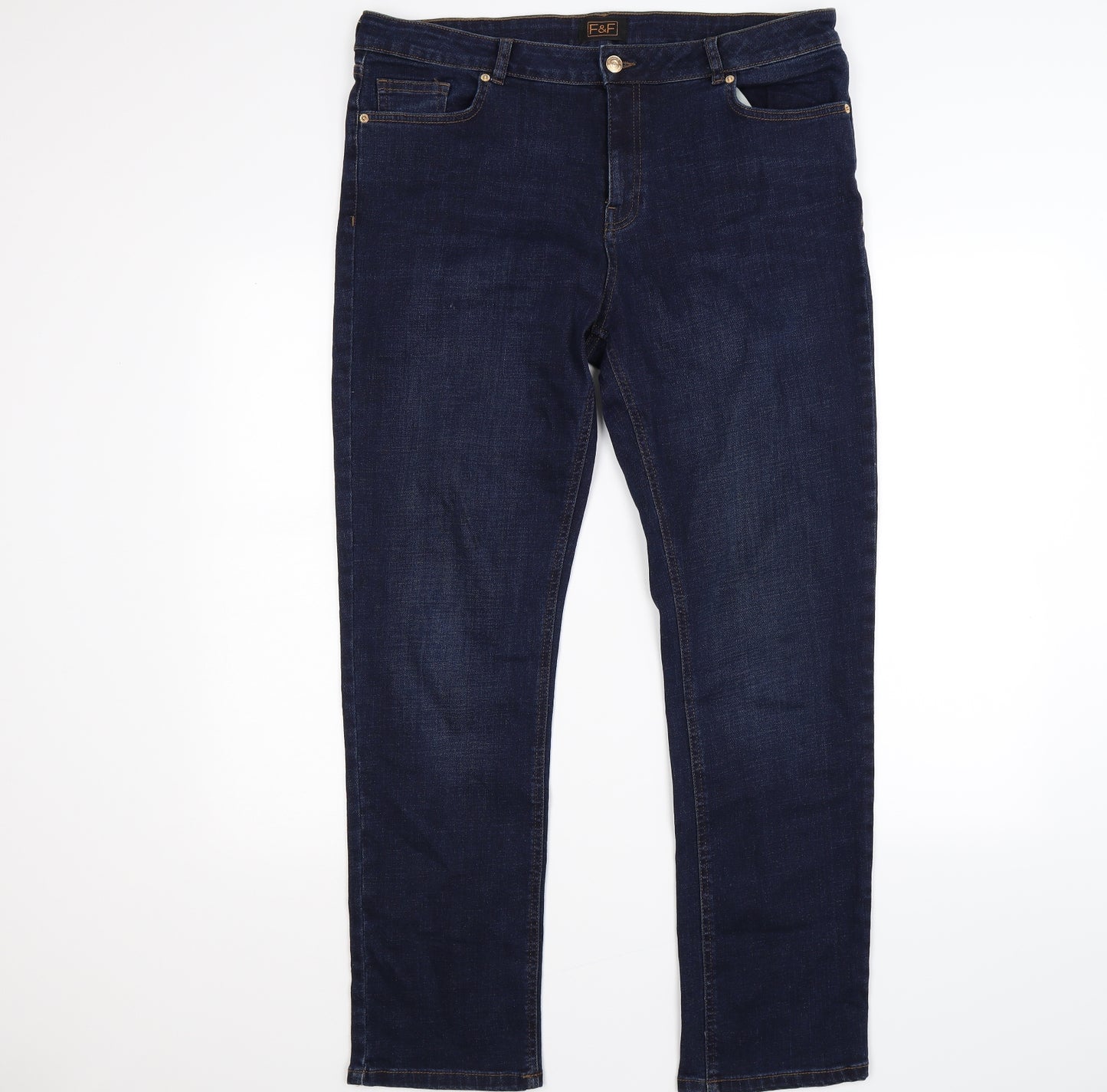 F&F Womens Blue  Denim Straight Jeans Size 16 L27 in