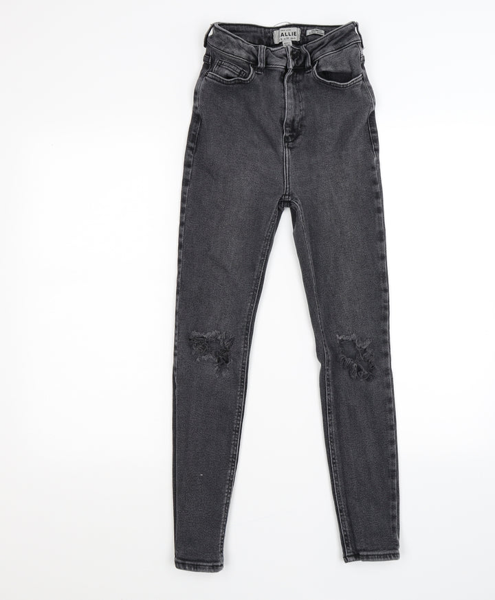 New Look Womens Grey Denim Skinny Jeans Size 8 L26 in