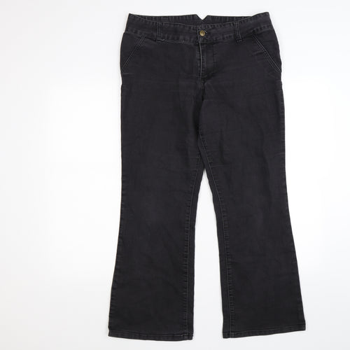 Women with Control Womens Black  Denim Bootcut Jeans Size 14 L26 in