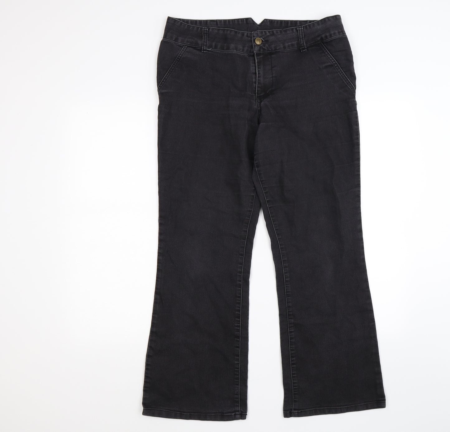 Women with Control Womens Black  Denim Bootcut Jeans Size 14 L26 in