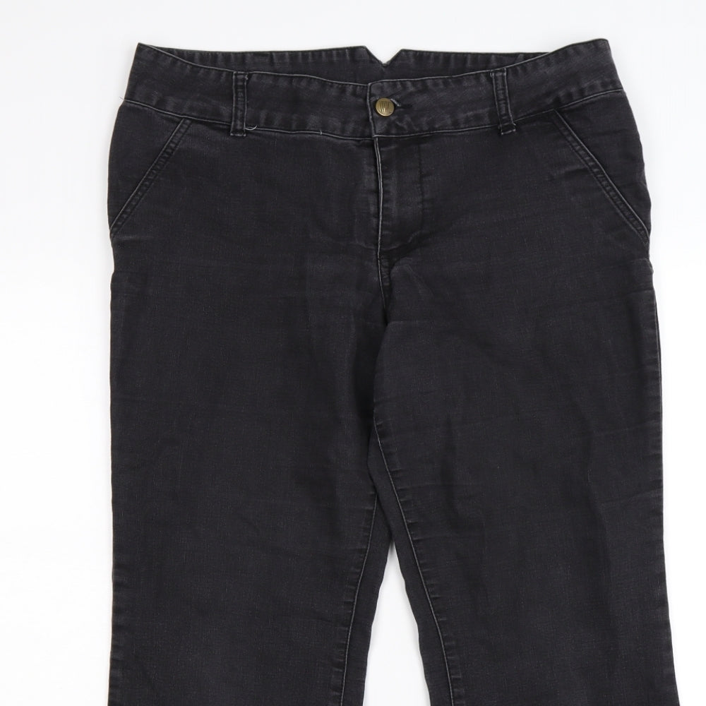 Women with Control Womens Black  Denim Bootcut Jeans Size 14 L26 in