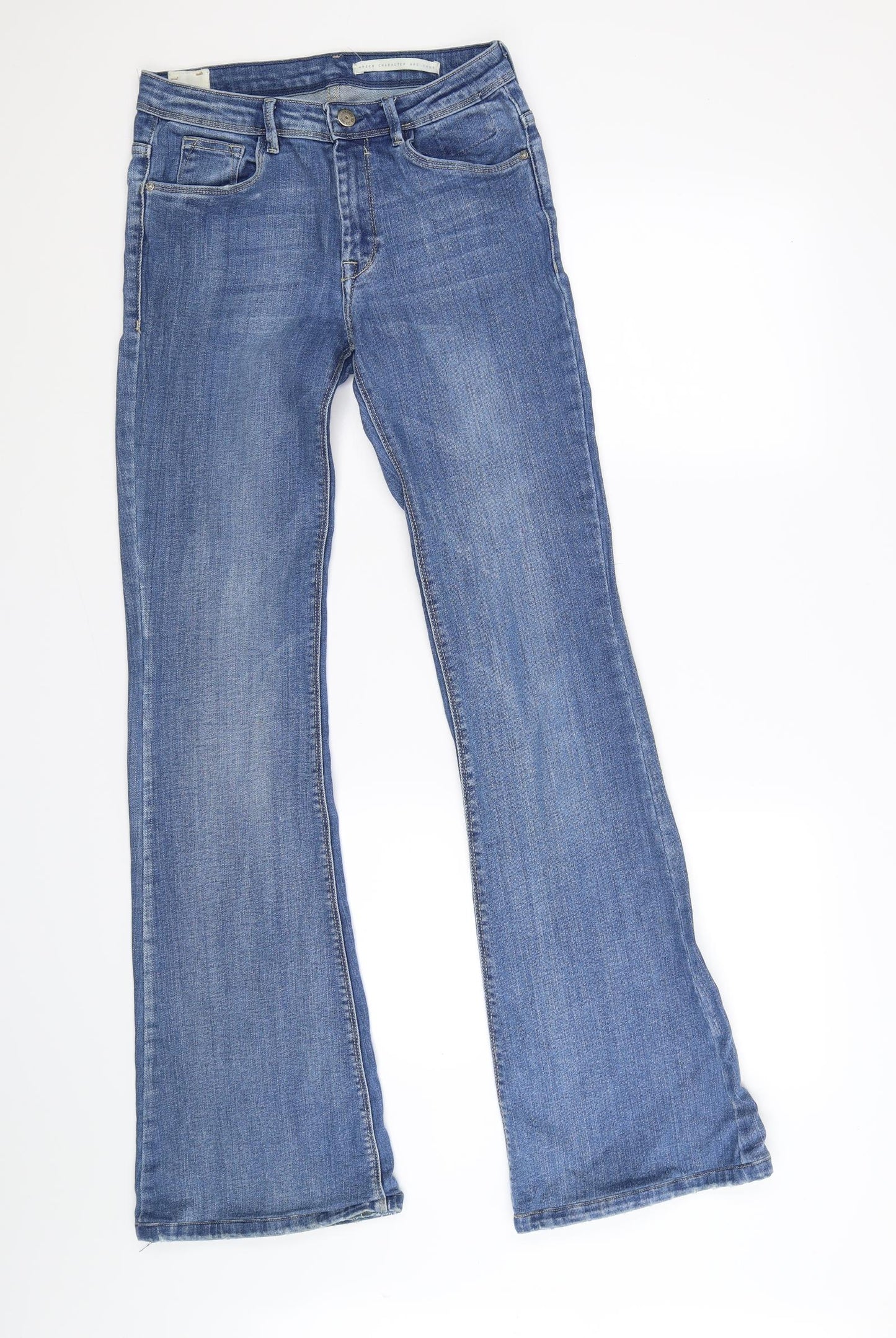 Zara Womens Blue  Denim Flared Jeans Size S L32 in
