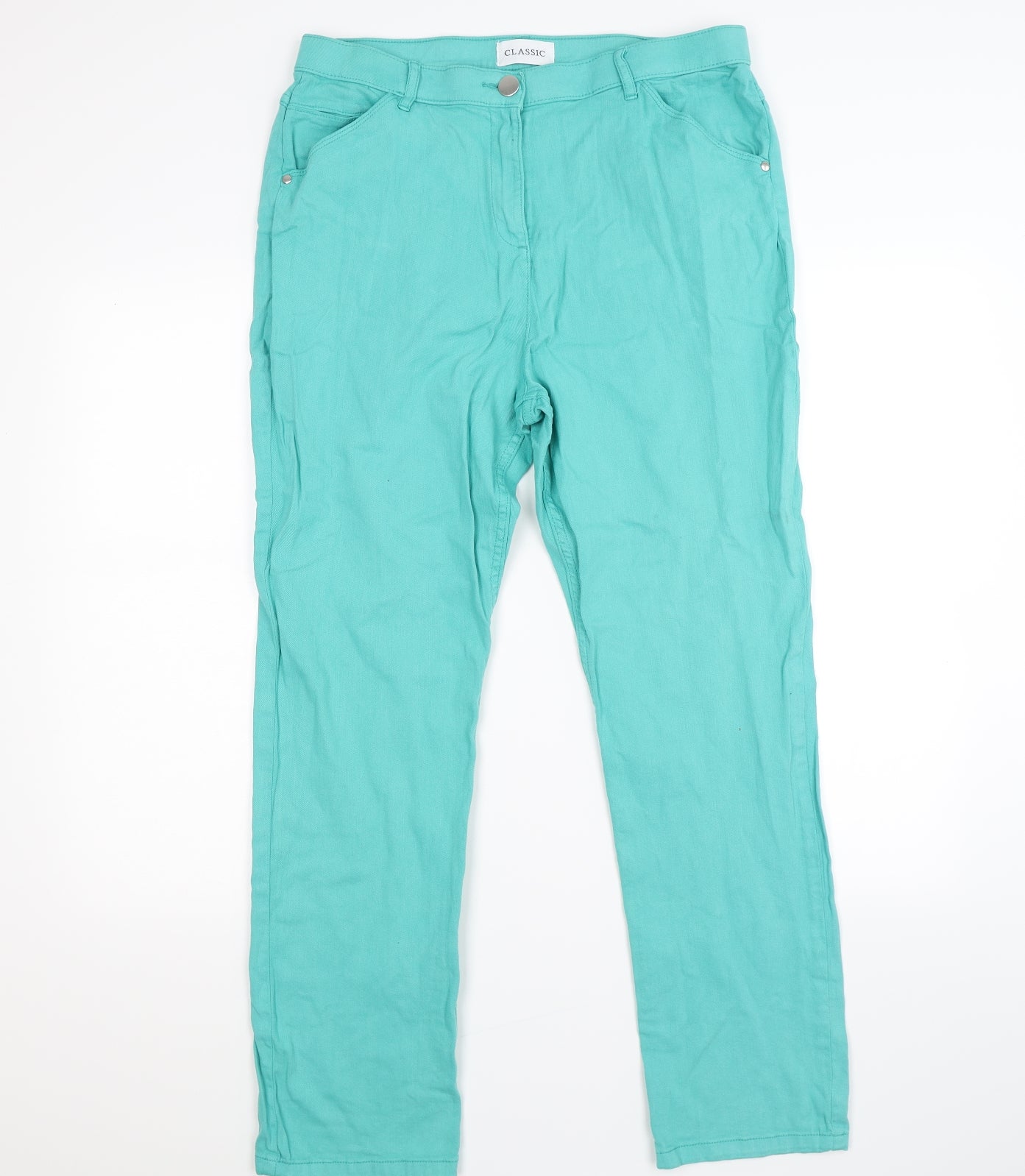 Marks and Spencer Womens Green  Denim Straight Jeans Size 16 L27 in
