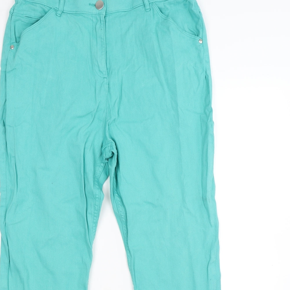 Marks and Spencer Womens Green  Denim Straight Jeans Size 16 L27 in