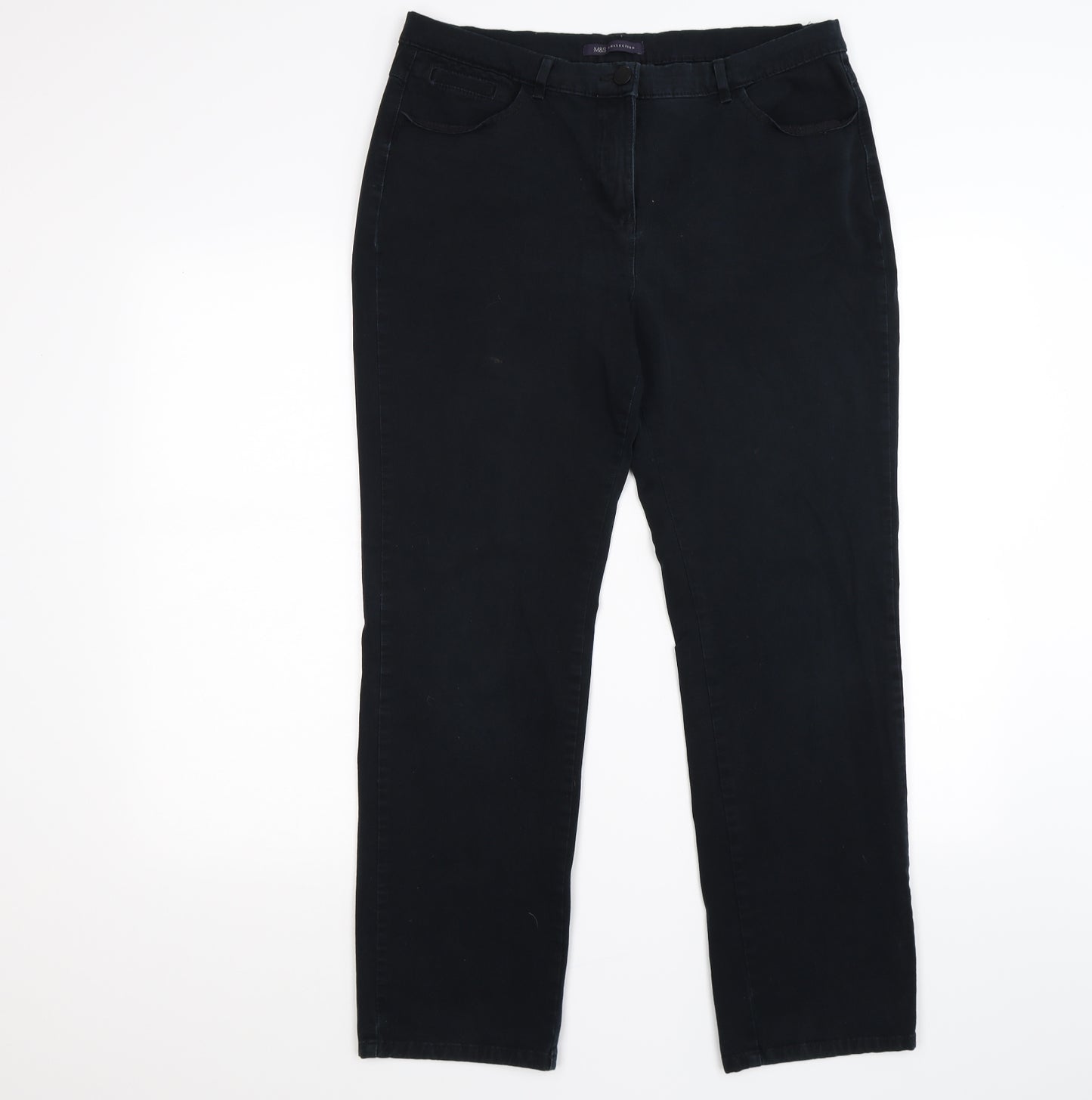 Marks and Spencer Womens Blue  Denim Straight Jeans Size 14 L27 in