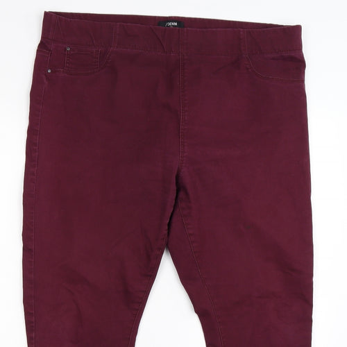/Denim Womens Red  Denim Jegging Leggings Size 18 L25 in