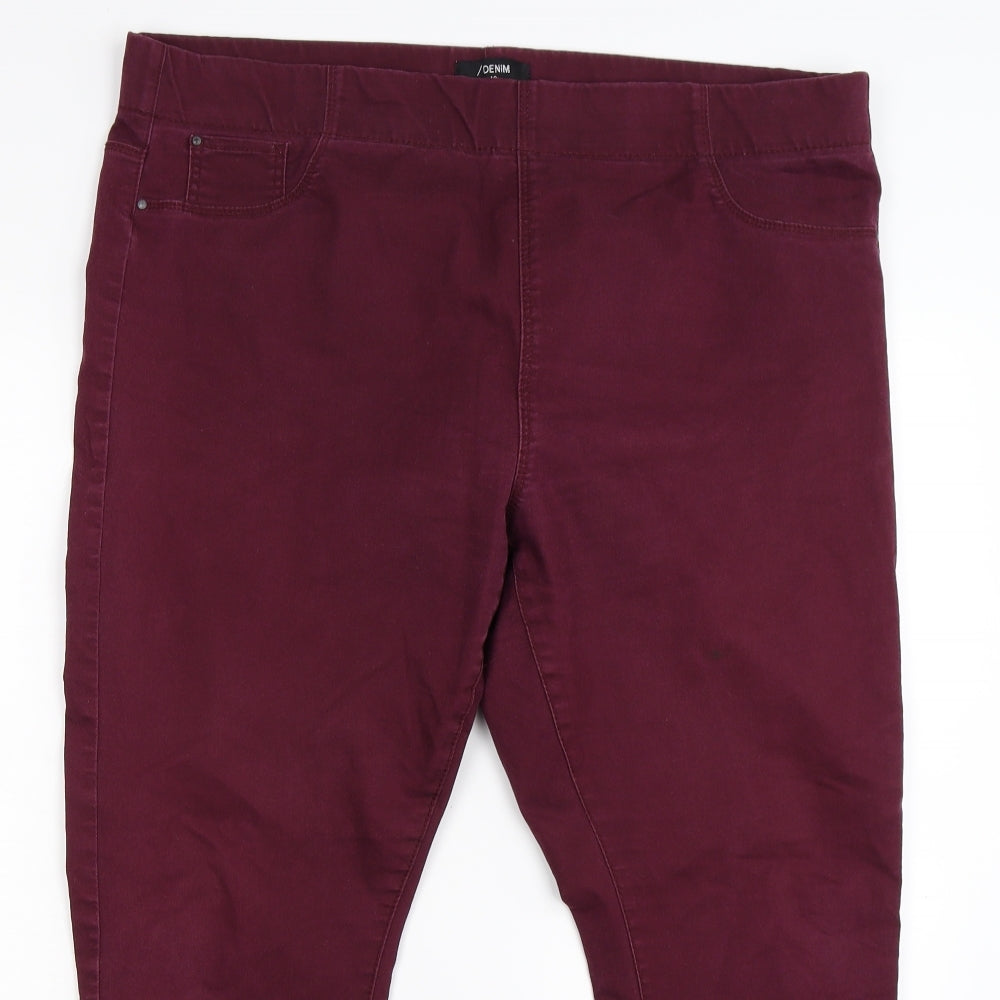 /Denim Womens Red  Denim Jegging Leggings Size 18 L25 in