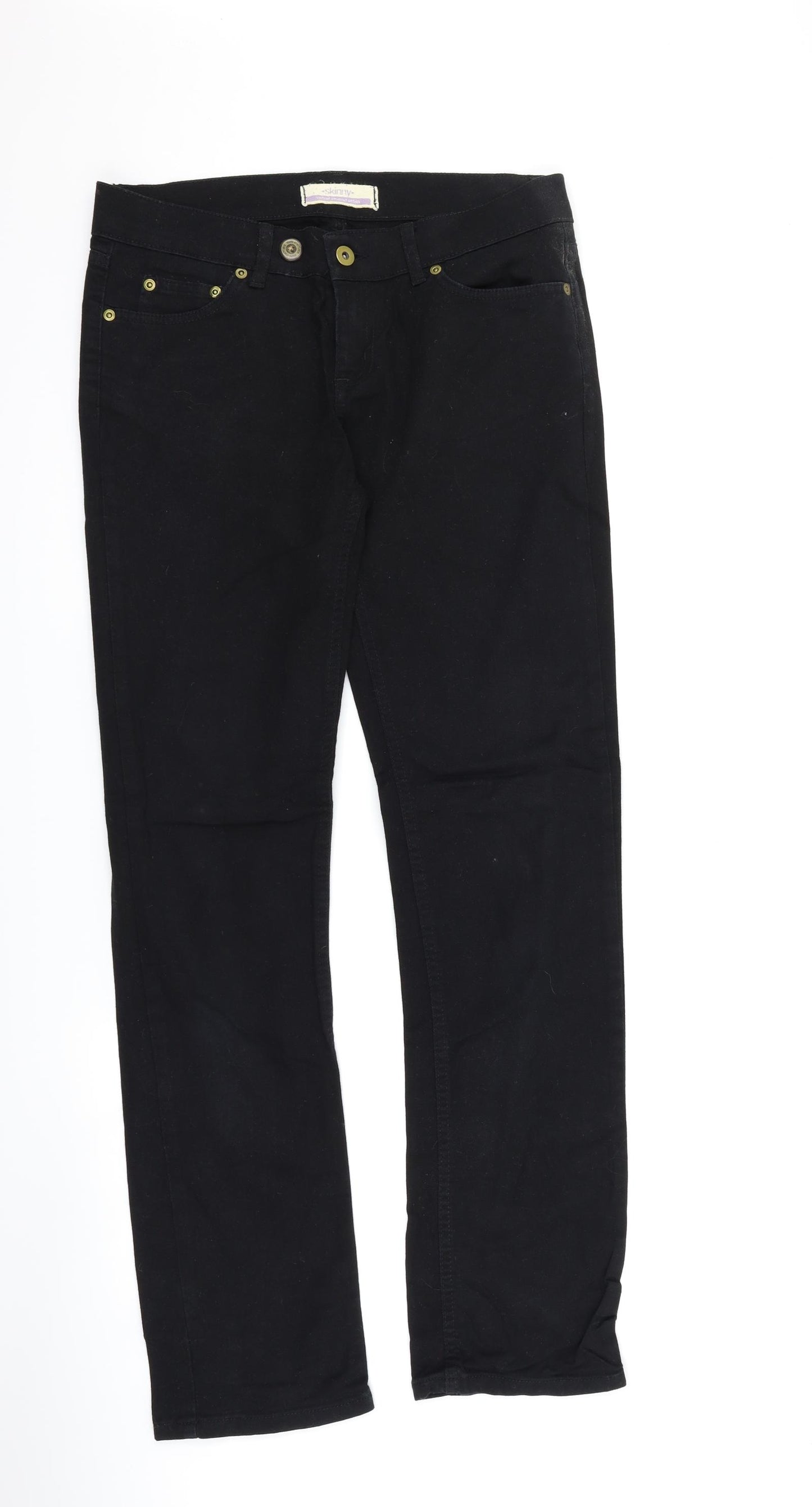 Preworn Womens Black  Denim Straight Jeans Size 10 L30 in