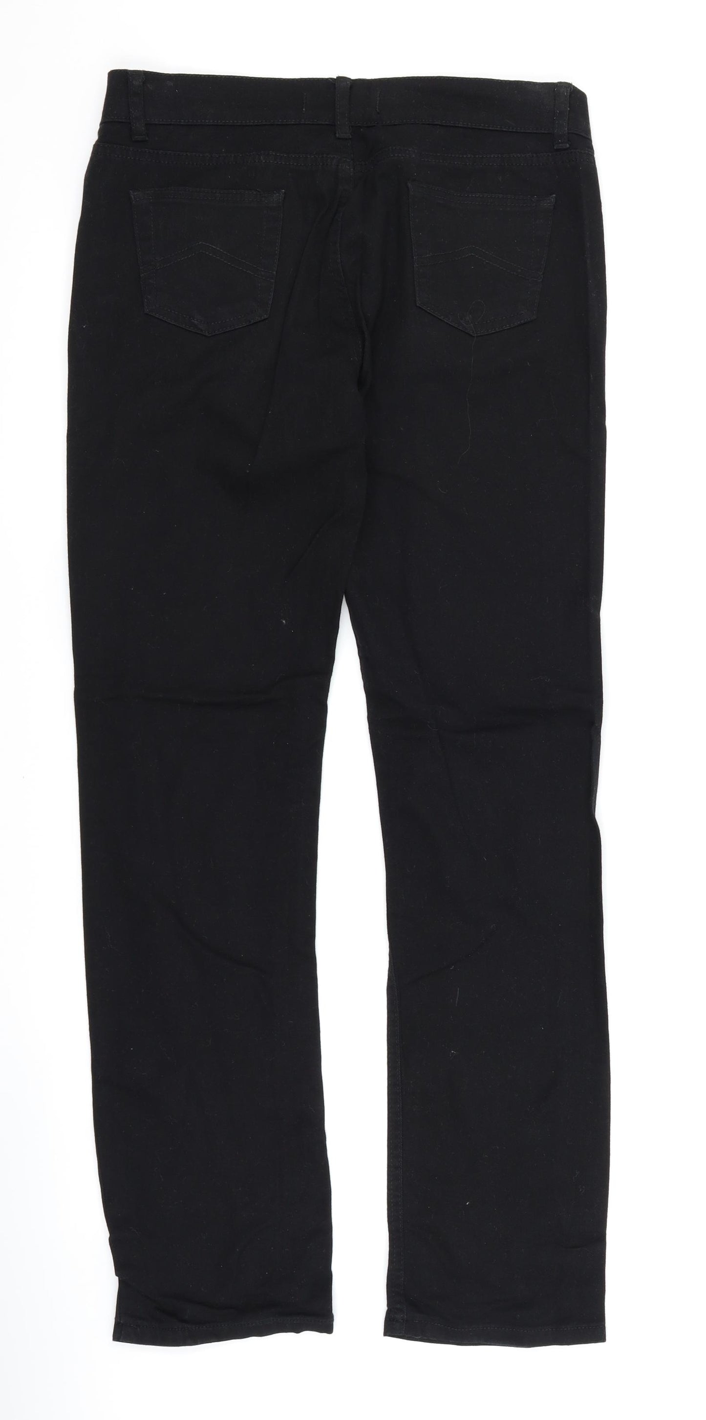 Preworn Womens Black  Denim Straight Jeans Size 10 L30 in