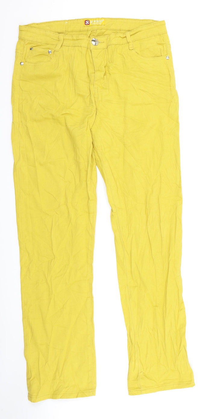 sunbird Womens Yellow  Denim Straight Jeans Size 32 L26 in