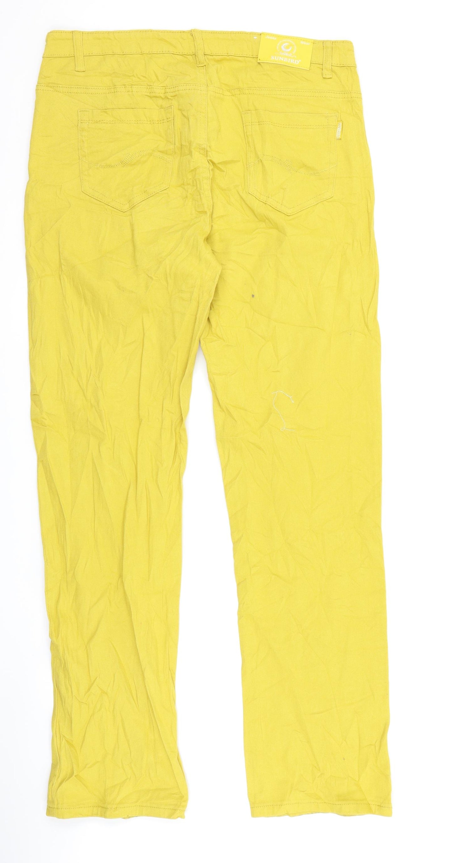 sunbird Womens Yellow  Denim Straight Jeans Size 32 L26 in