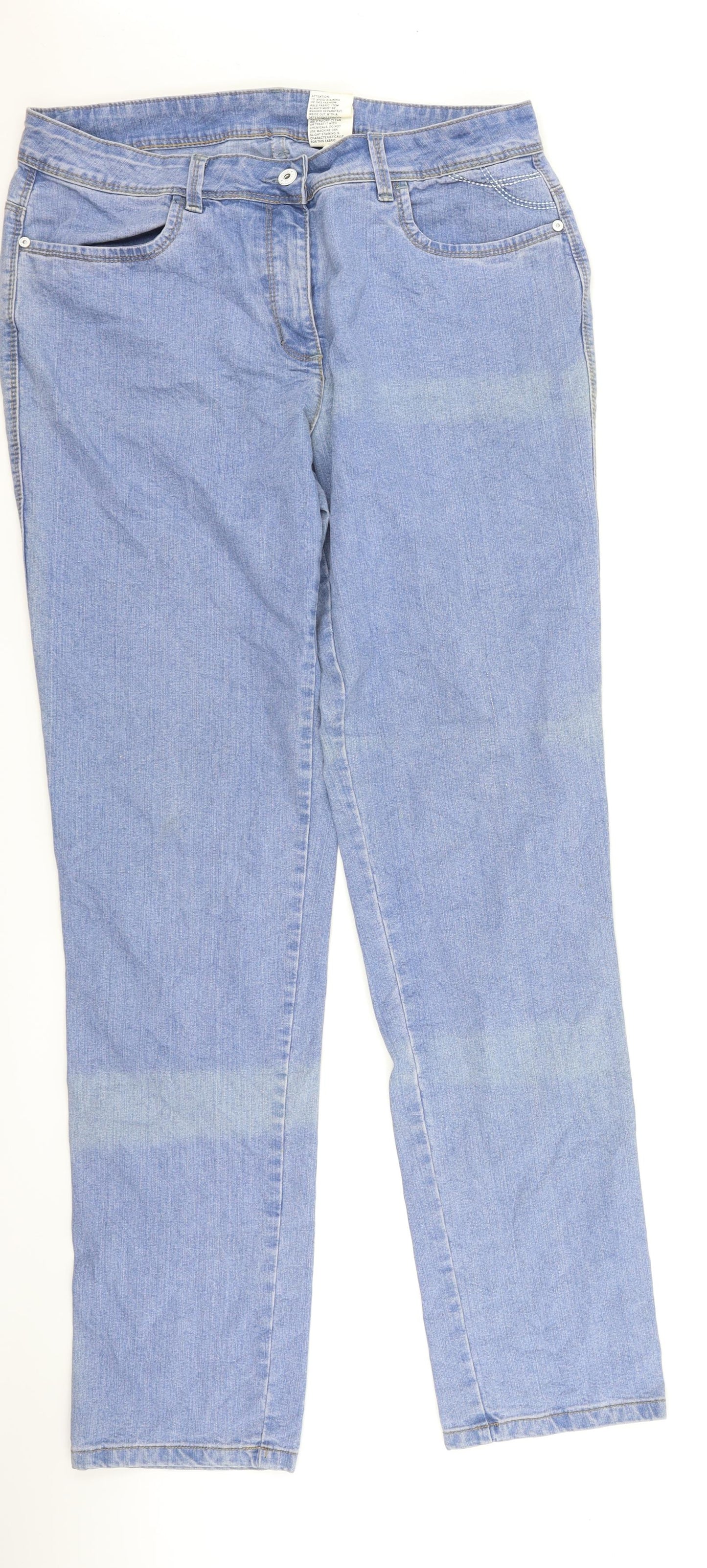 Preworn Womens Blue  Denim Straight Jeans Size 14 L32 in