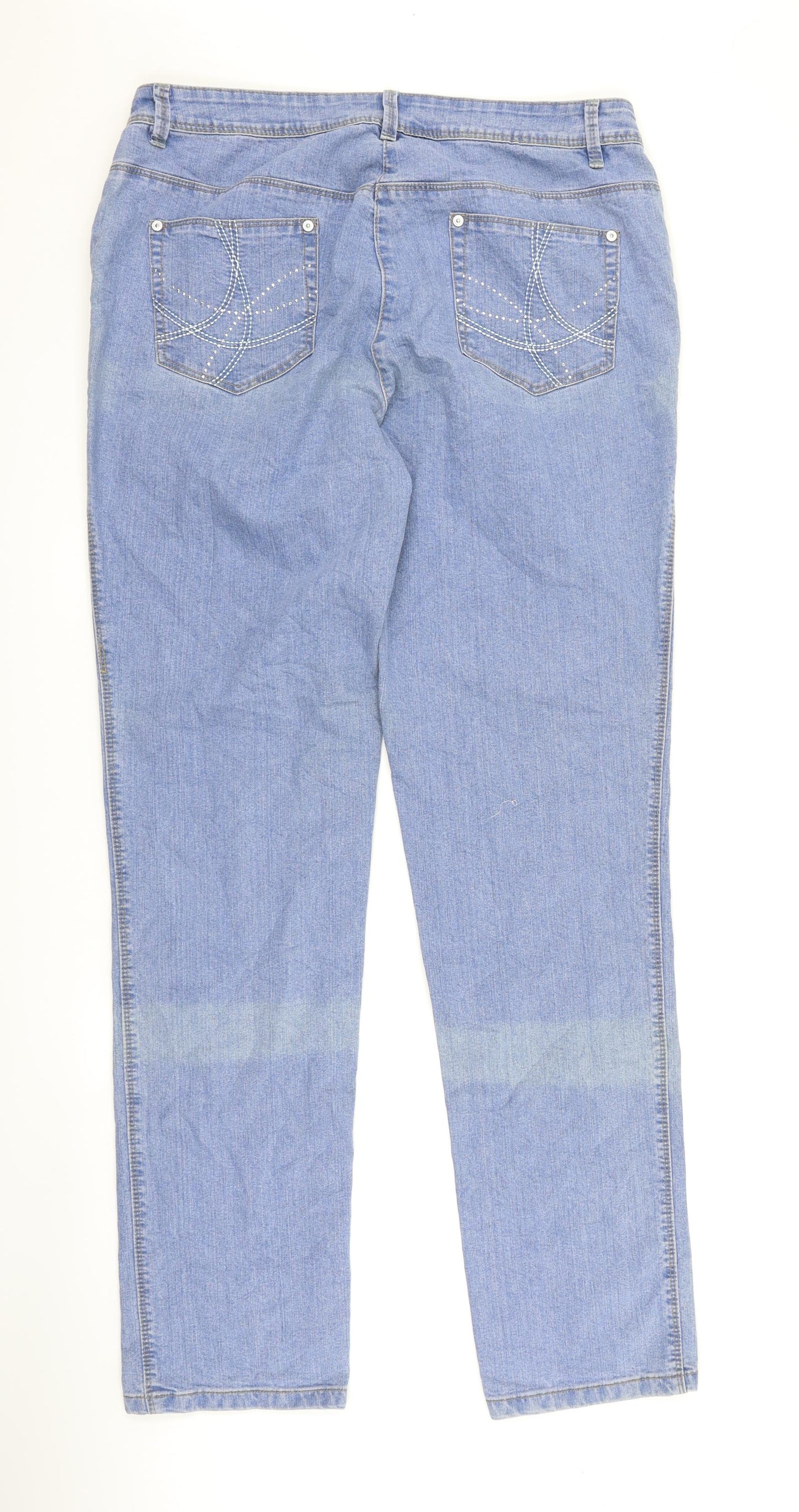 Preworn Womens Blue  Denim Straight Jeans Size 14 L32 in