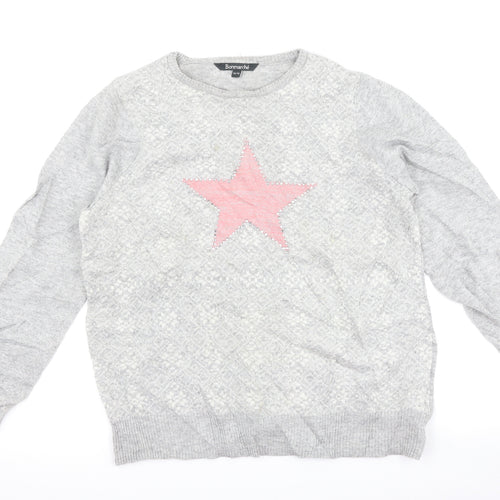 Bonmarché Womens Grey   Pullover Jumper Size 16  - star