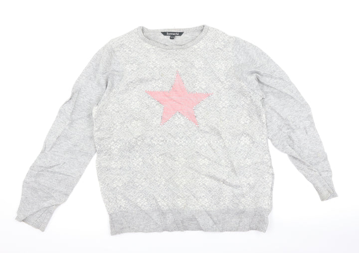 Bonmarché Womens Grey   Pullover Jumper Size 16  - star
