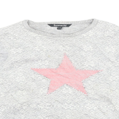 Bonmarché Womens Grey   Pullover Jumper Size 16  - star