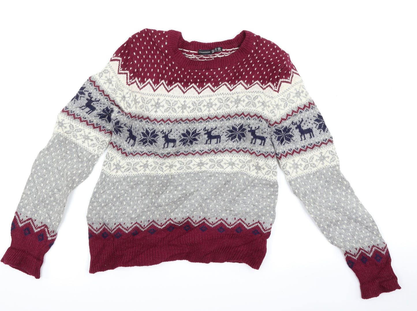 Atmosphere Womens Grey Geometric  Pullover Jumper Size 12  - Christmas