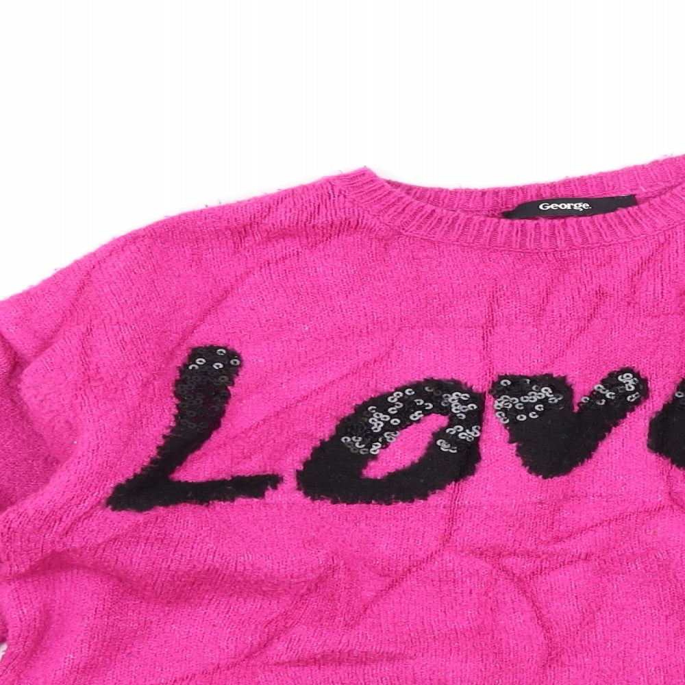 George Girls Purple   Pullover Jumper Size 8-9 Years  - love