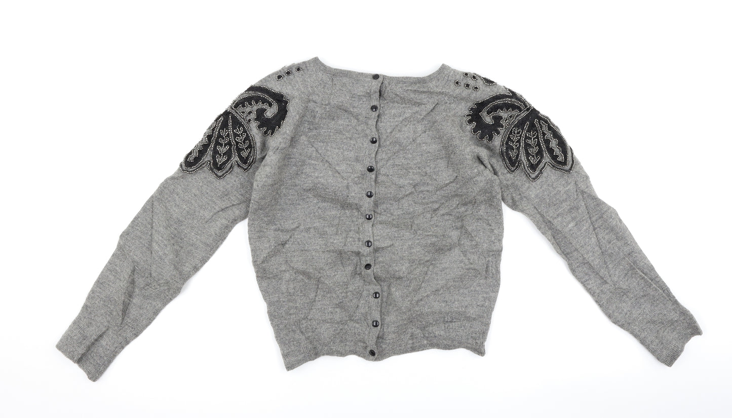 French Connection Womens Grey Geometric  Pullover Jumper Size L