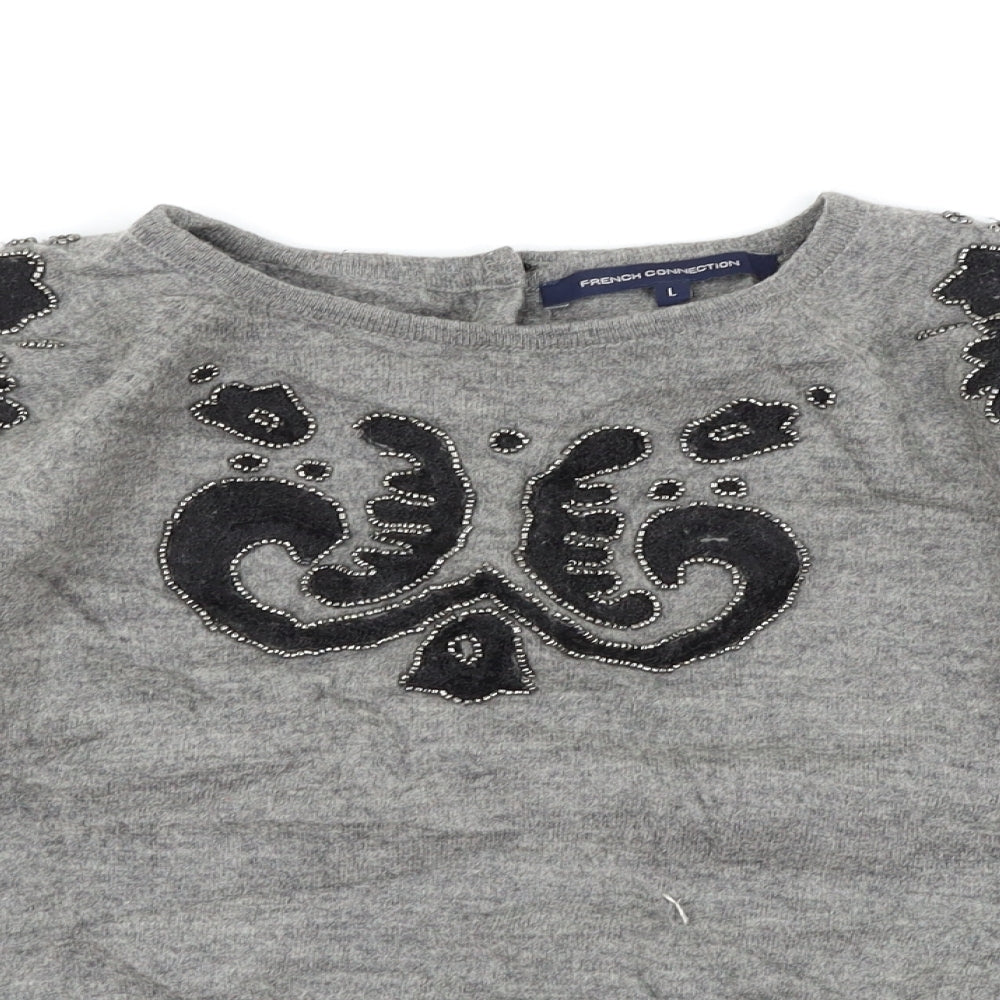 French Connection Womens Grey Geometric  Pullover Jumper Size L