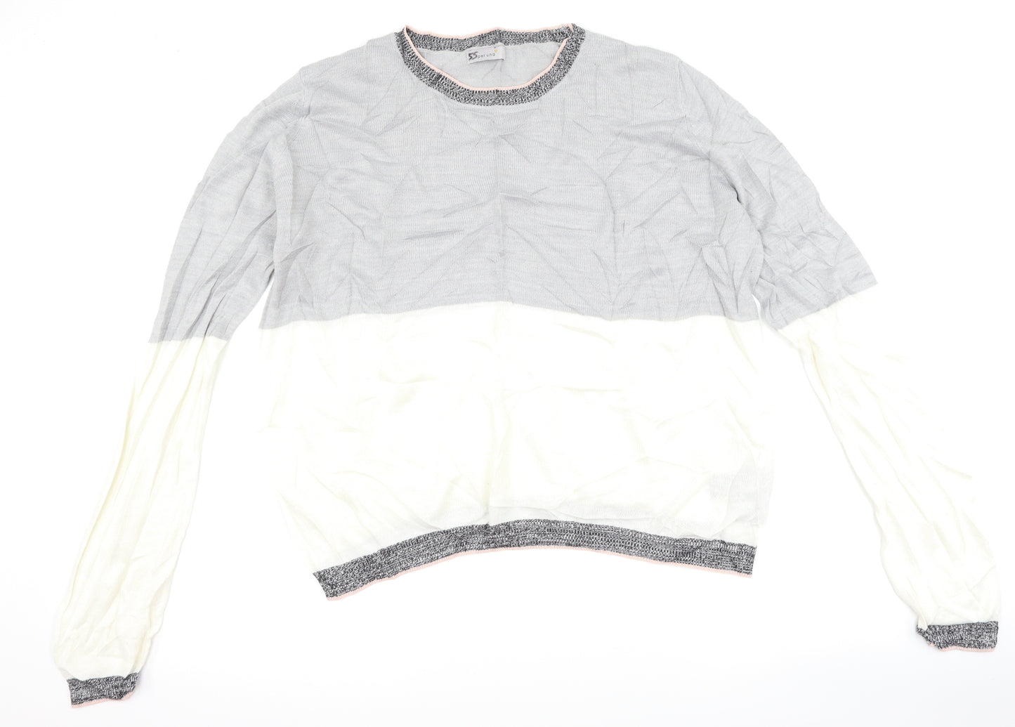 Per Una Womens Grey Striped  Pullover Jumper Size 20