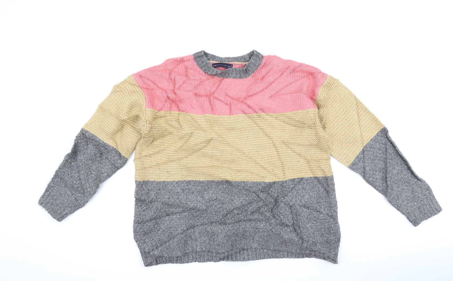 Marks and Spencer Womens Grey Striped  Pullover Jumper Size M