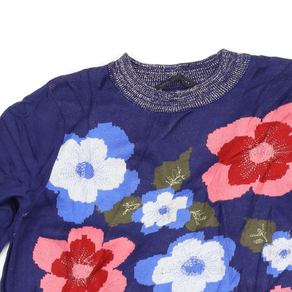 Marks and Spencer Womens Blue Fair Isle  Pullover Jumper Size 12