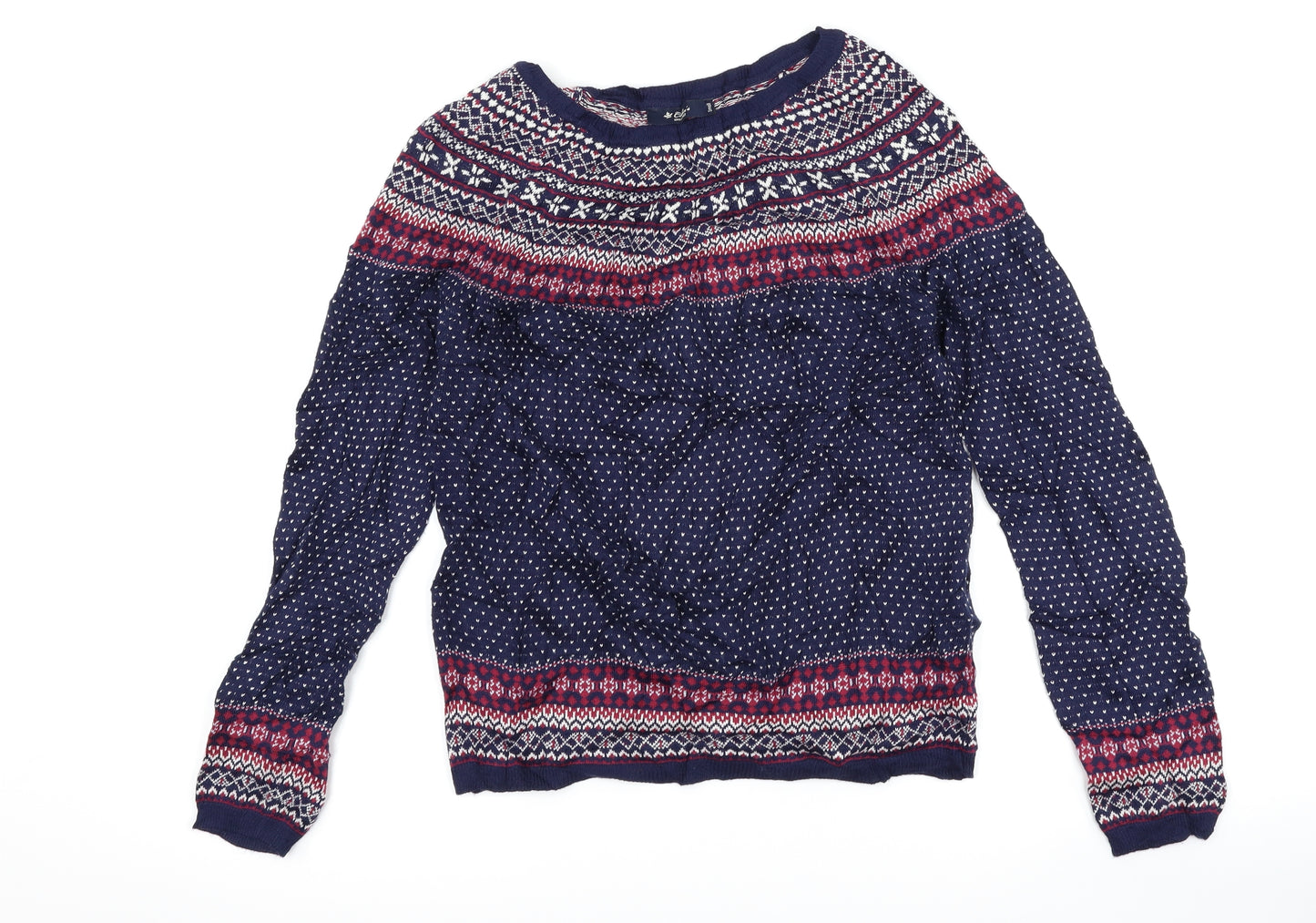 colin's Womens Blue Geometric  Pullover Jumper Size S  - Love heart print