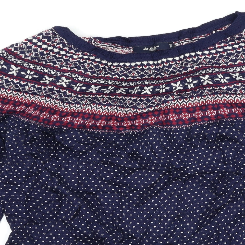 colin's Womens Blue Geometric  Pullover Jumper Size S  - Love heart print