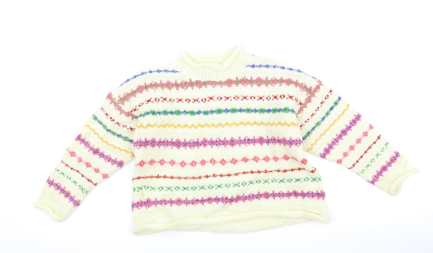 Marks and Spencer Girls Ivory Striped  Pullover Jumper Size 5-6 Years