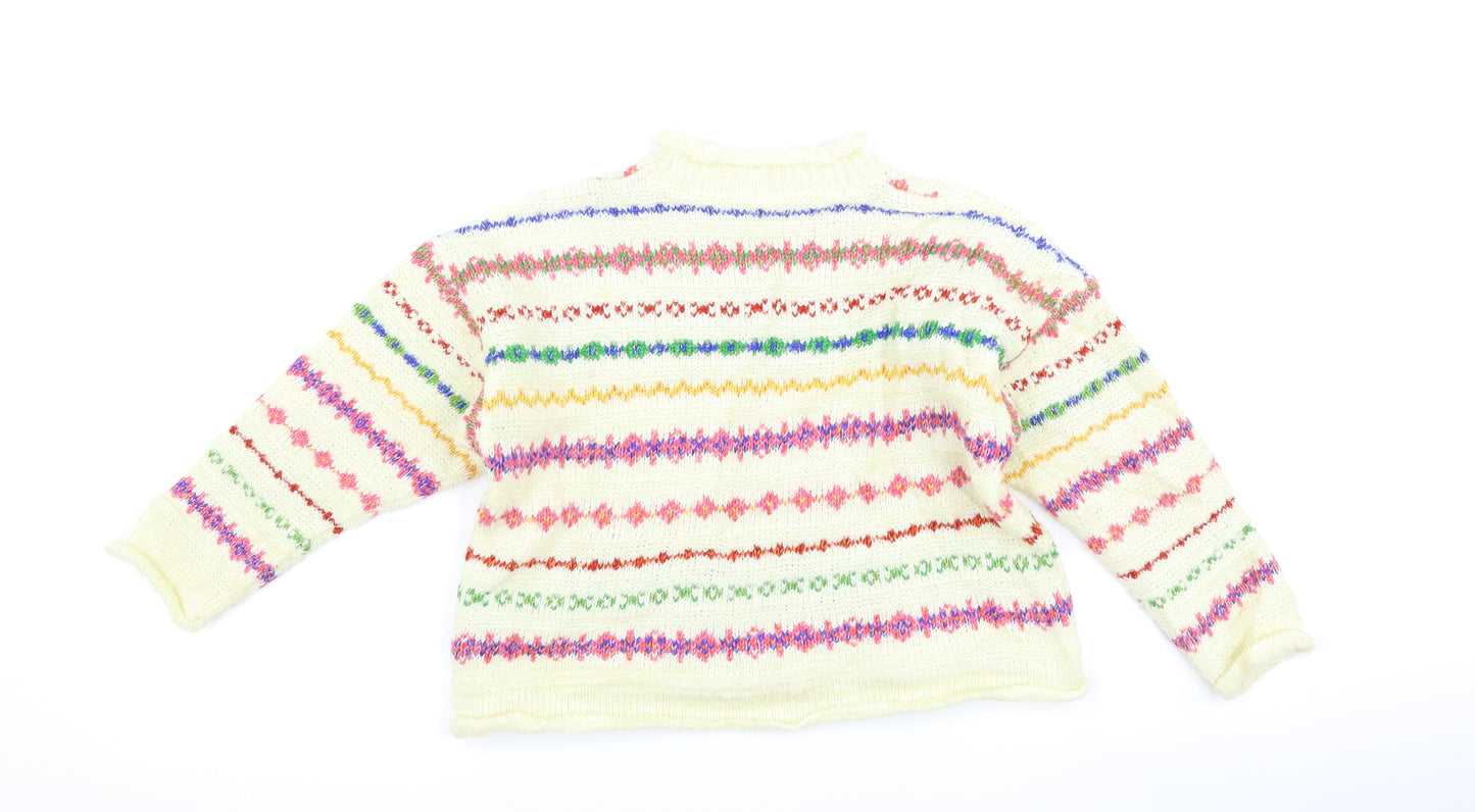 Marks and Spencer Girls Ivory Striped  Pullover Jumper Size 5-6 Years
