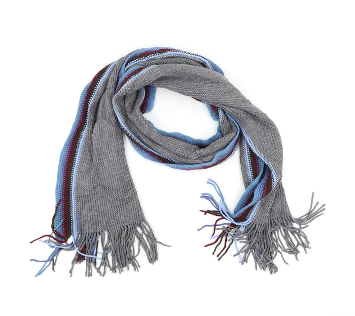 Preworn Mens Grey Striped Scarf One Size