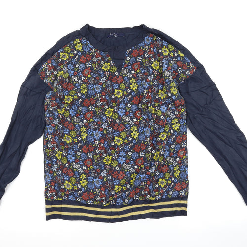 NEXT Womens Blue Floral  Pullover Jumper Size 14
