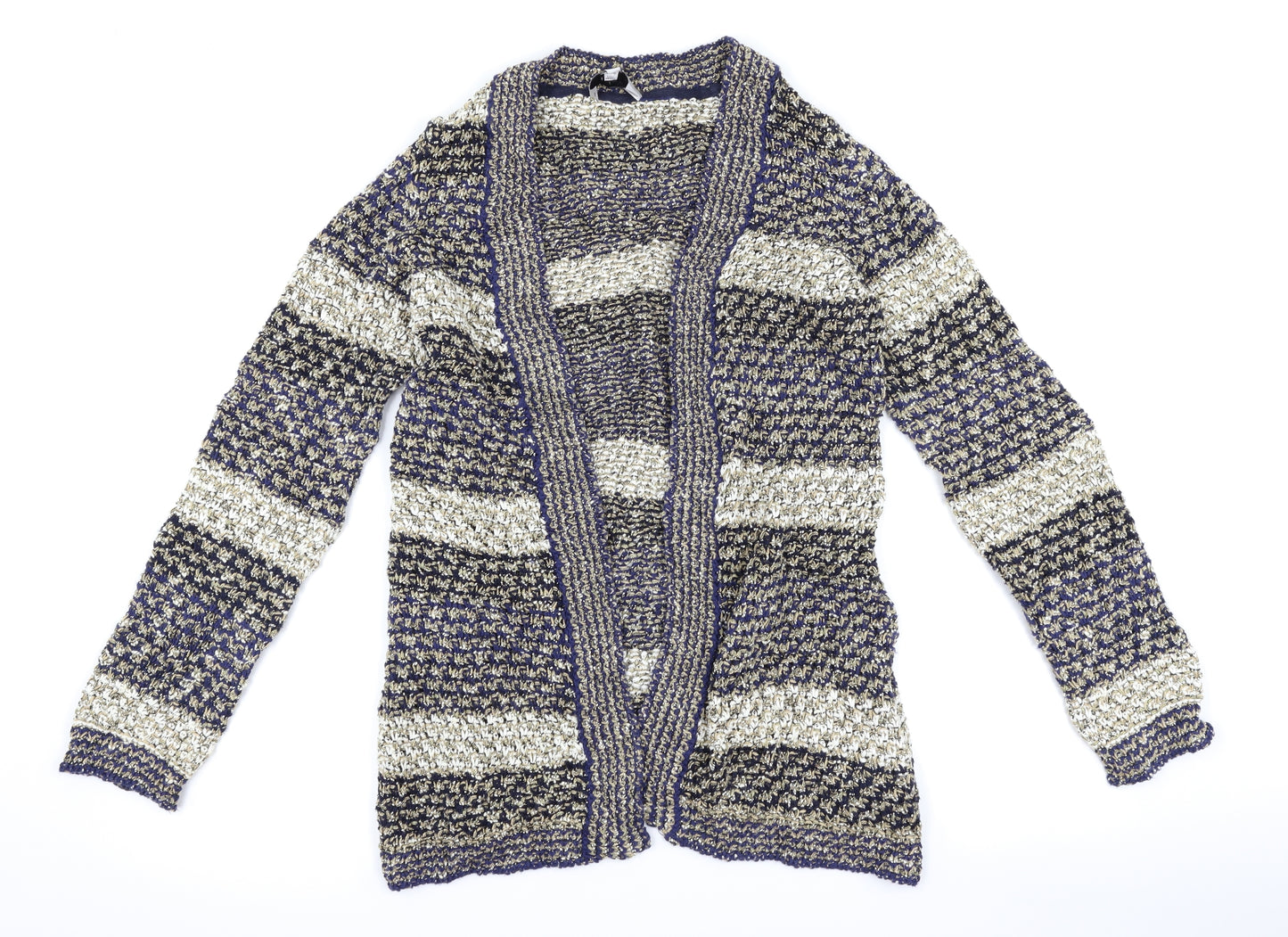 Per Una Womens Blue Striped Corduroy Cardigan Jumper Size 12