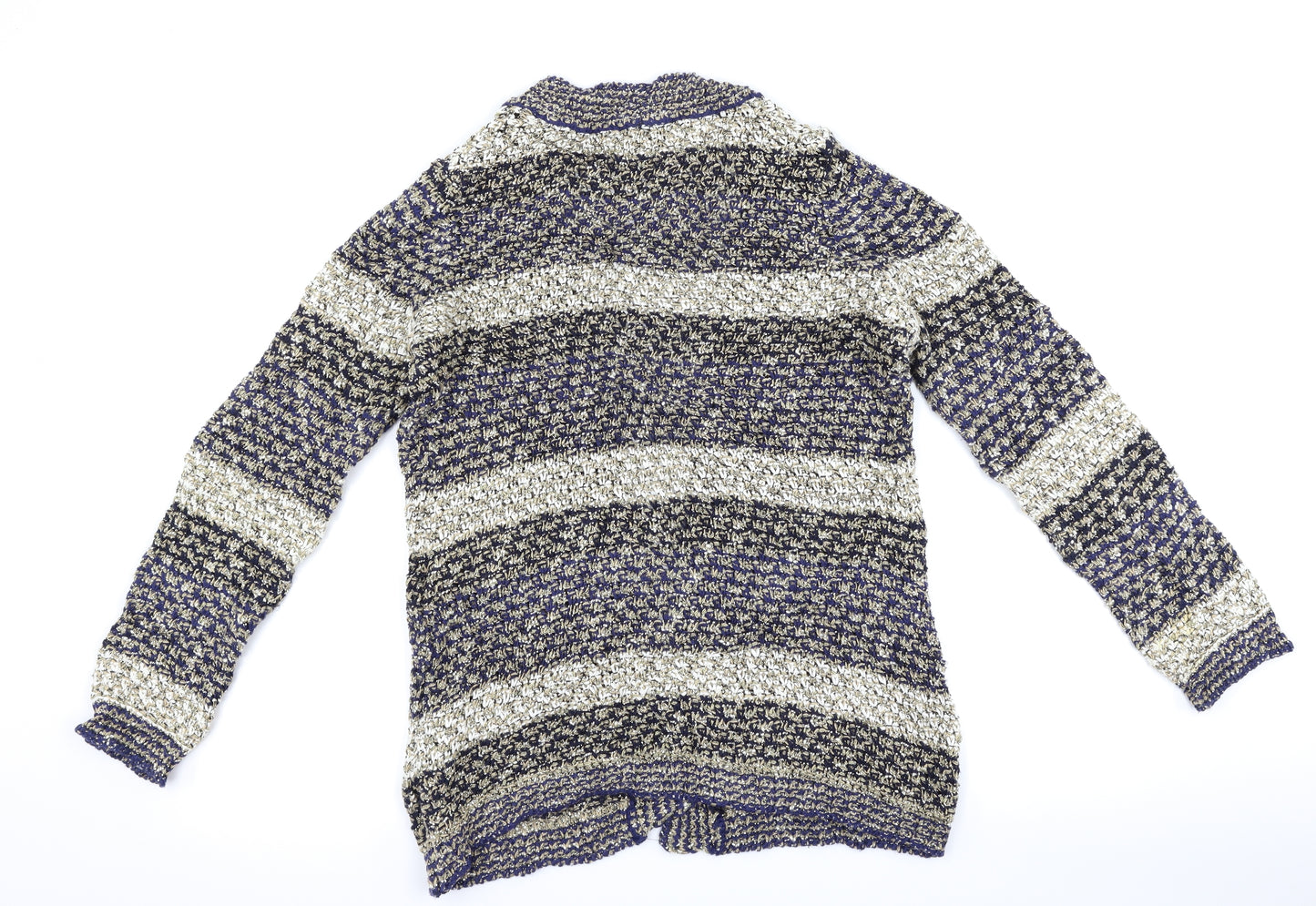 Per Una Womens Blue Striped Corduroy Cardigan Jumper Size 12
