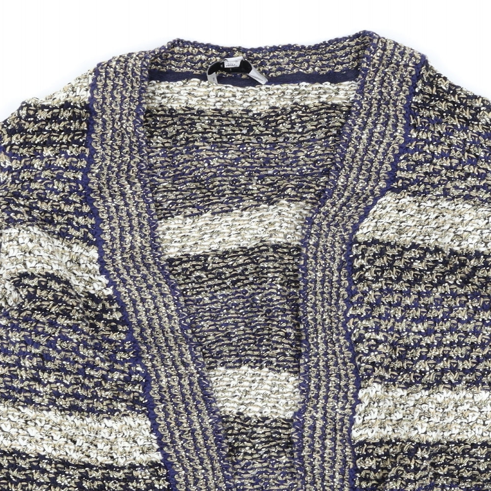 Per Una Womens Blue Striped Corduroy Cardigan Jumper Size 12