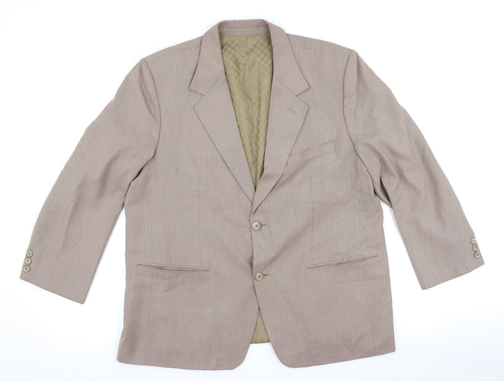 Metro Tailers Mens Brown Striped  Jacket Suit Jacket Size 42