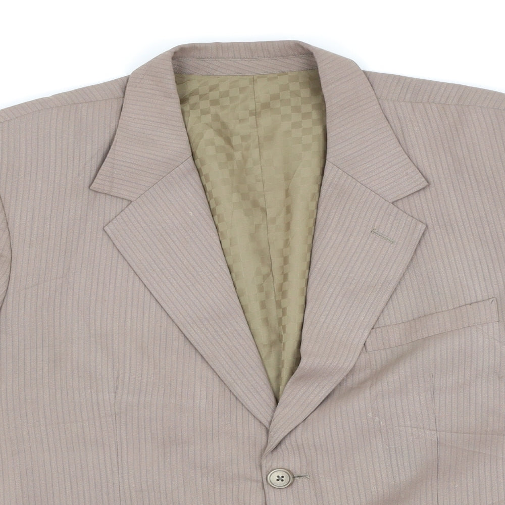 Metro Tailers Mens Brown Striped  Jacket Suit Jacket Size 42