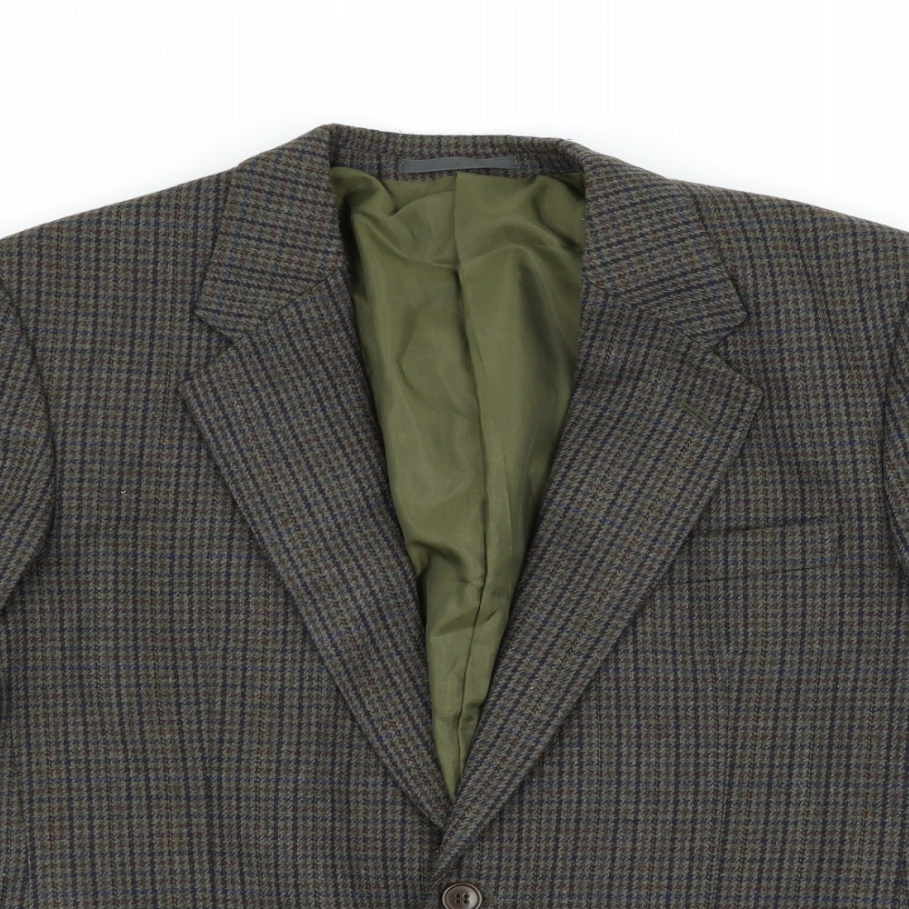 Four Seasons Mens Brown Houndstooth  Jacket Suit Jacket Size 42