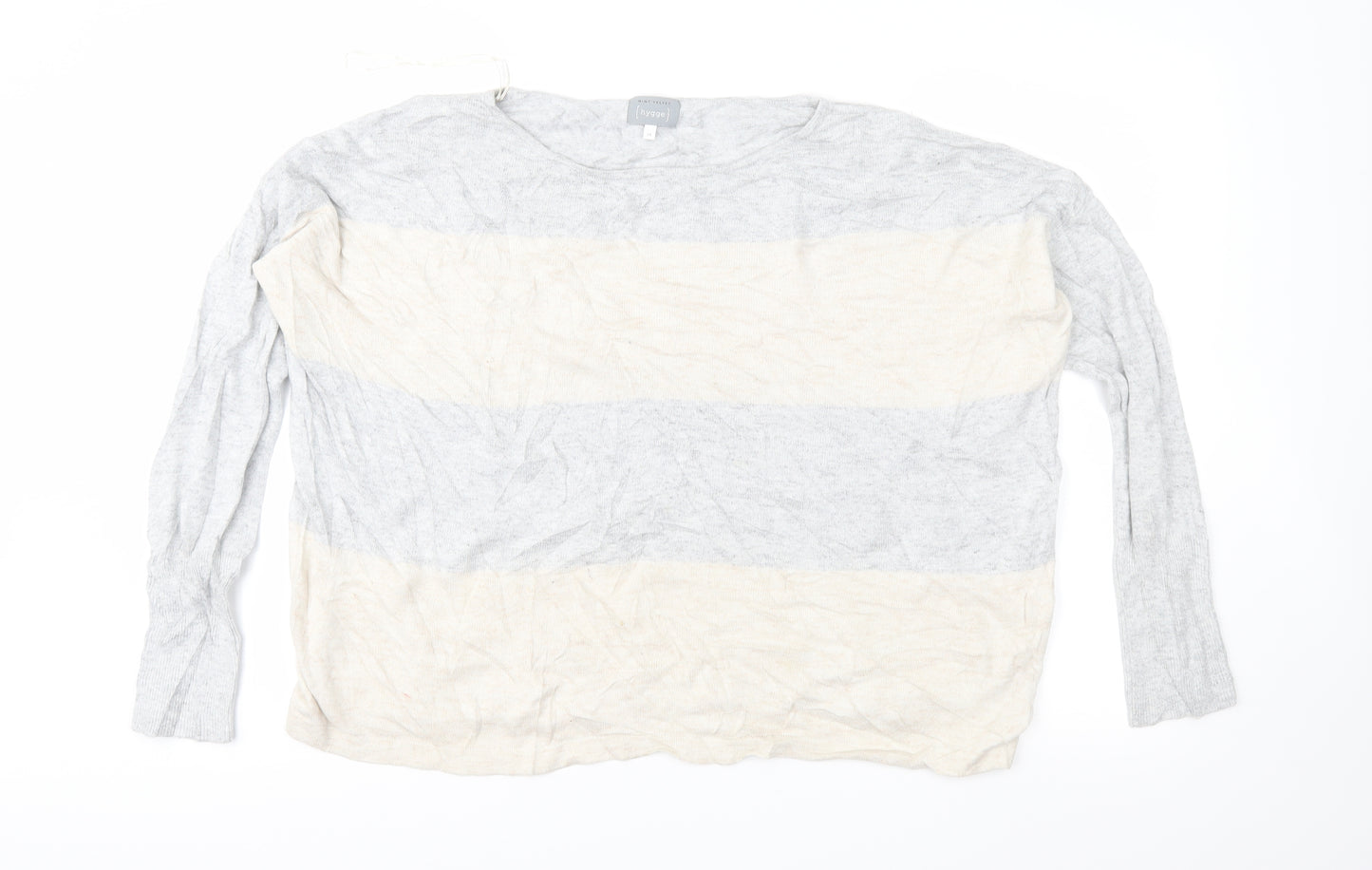 Mint Velvet Womens Grey Striped Knit Pullover Jumper Size 14