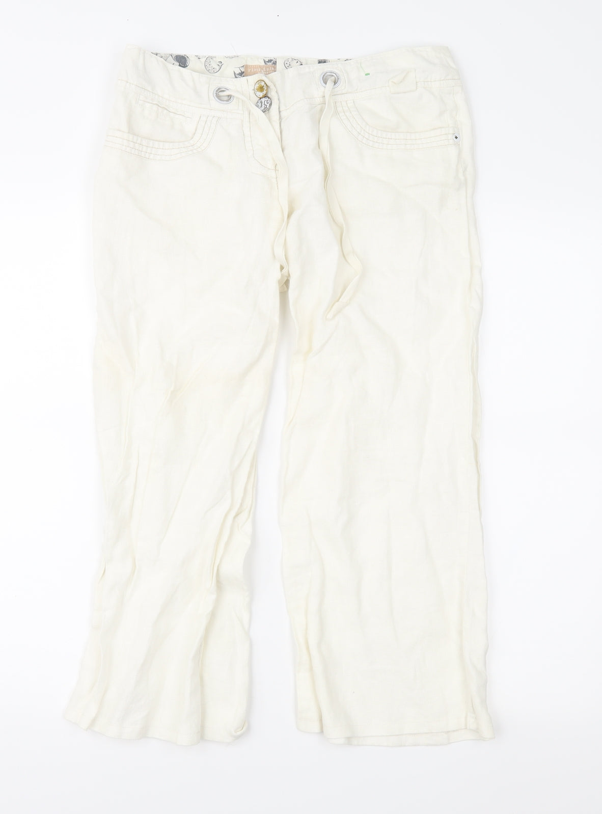 River Island Womens Ivory   Cropped Trousers Size 8 L24 in