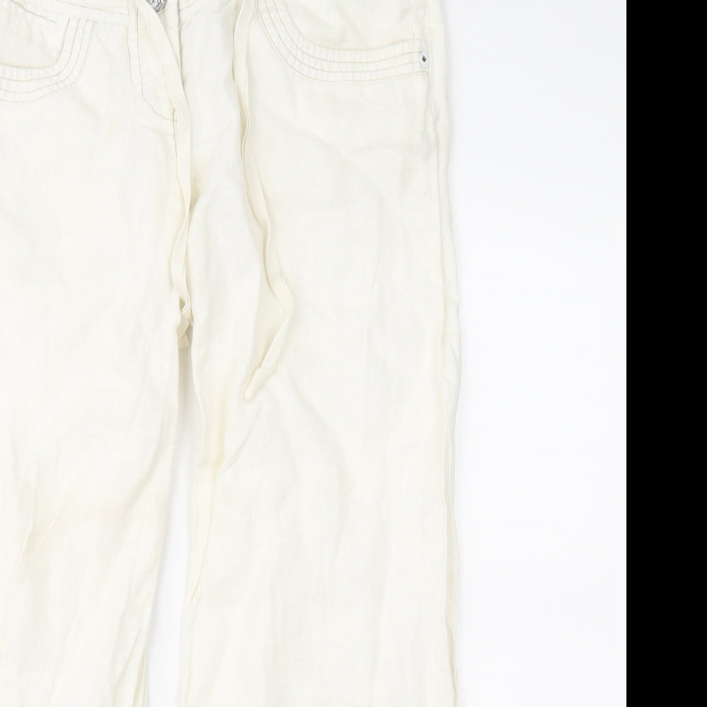 River Island Womens Ivory   Cropped Trousers Size 8 L24 in