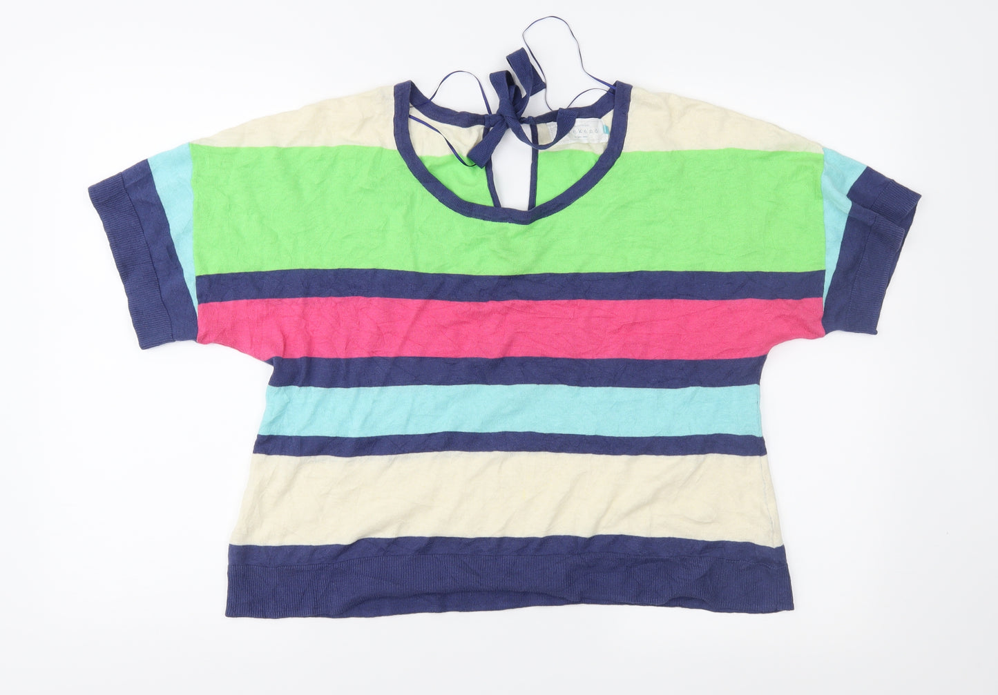 John Lewis Womens Multicoloured Striped Knit Pullover Jumper Size 14