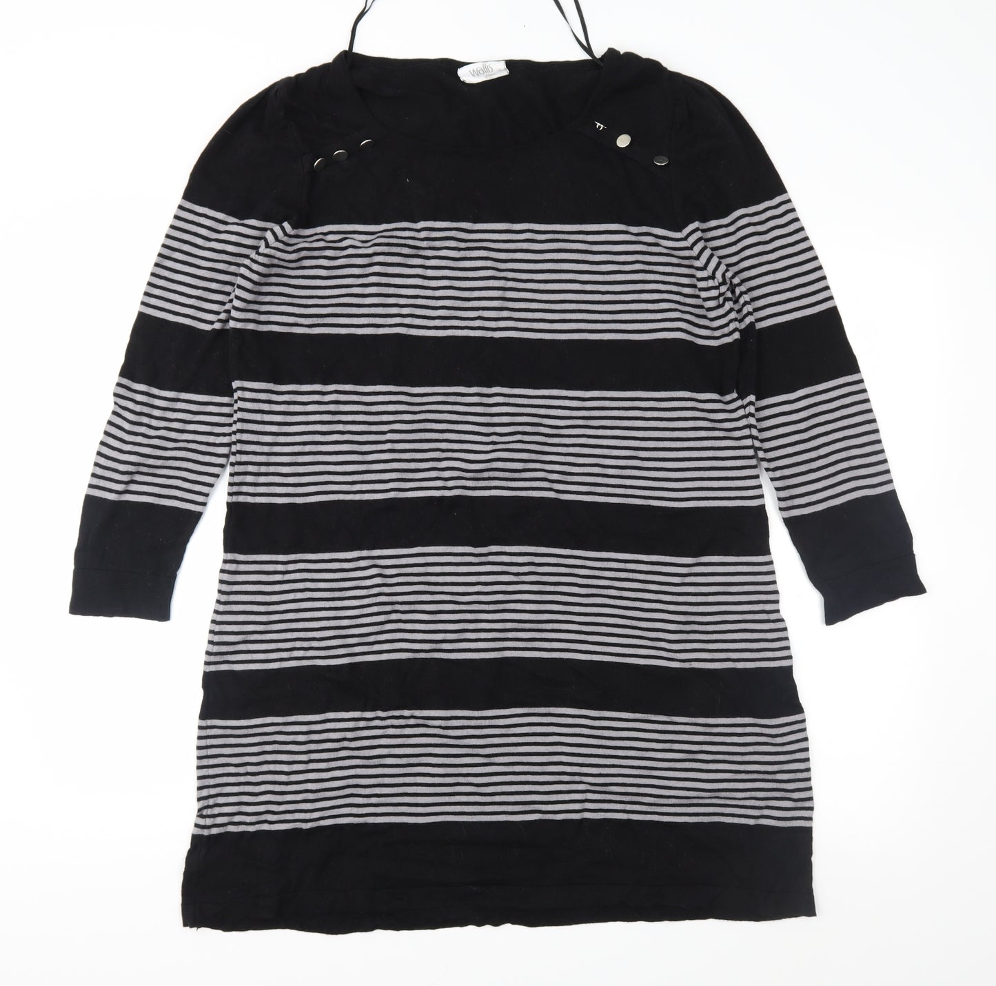 Wallis Womens Black Striped Knit Jumper Dress  Size L
