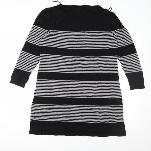 Wallis Womens Black Striped Knit Jumper Dress  Size L
