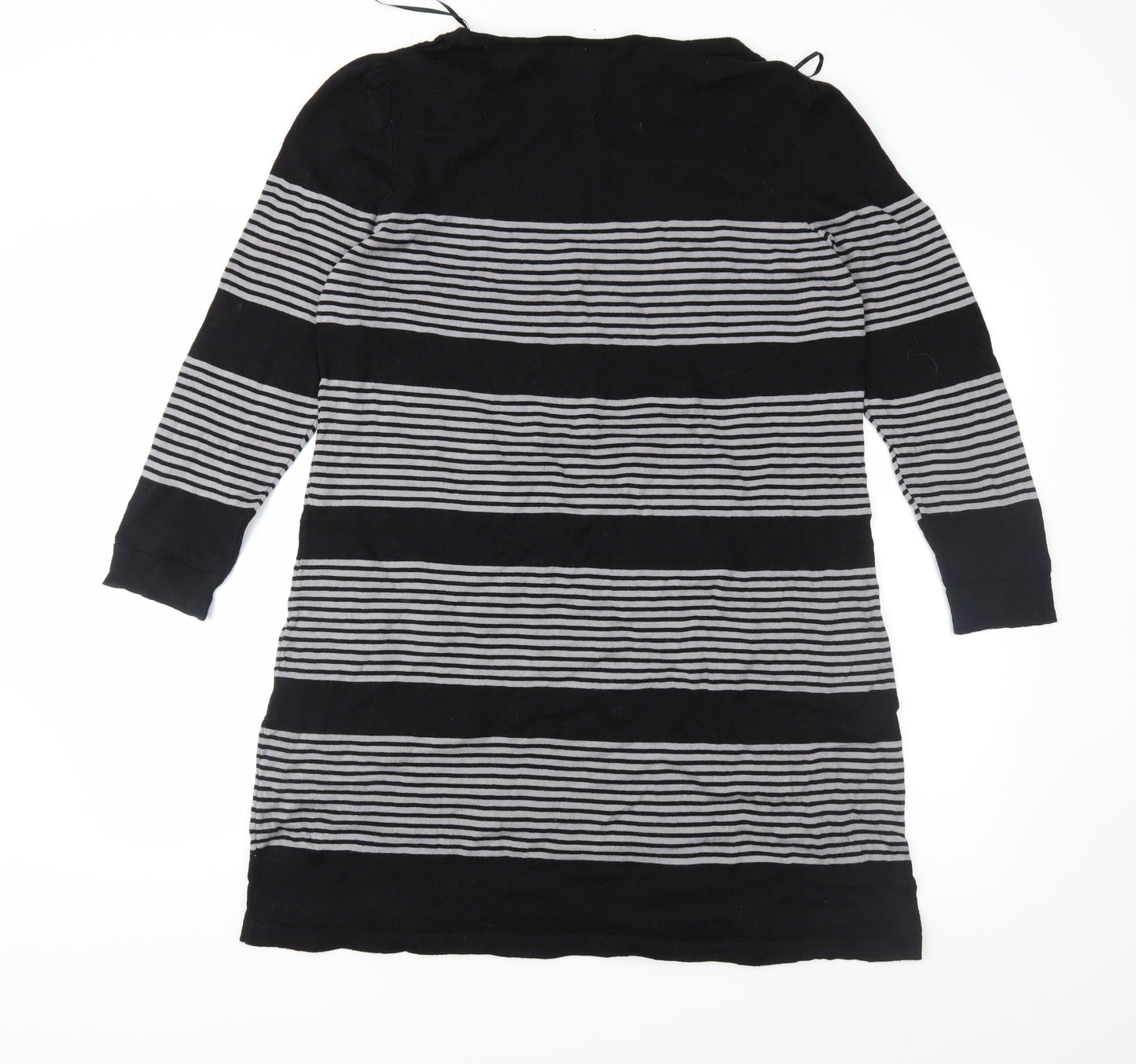 Wallis Womens Black Striped Knit Jumper Dress  Size L