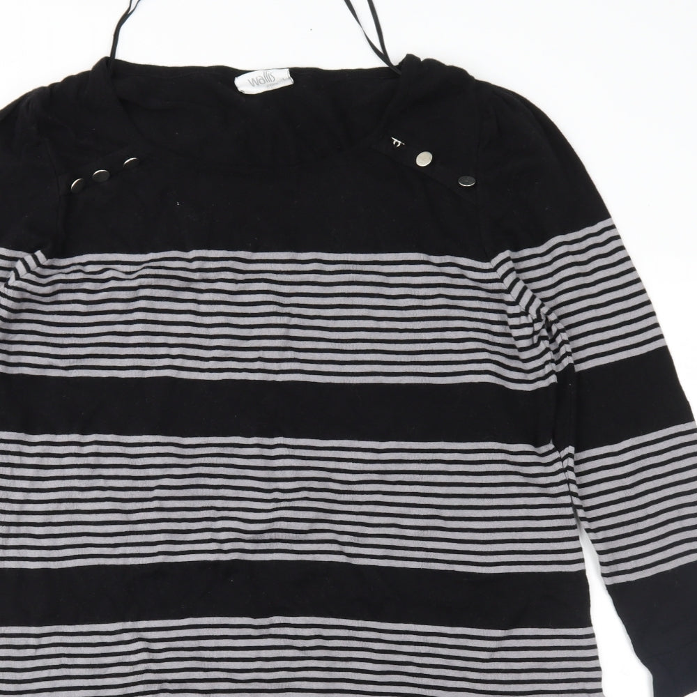 Wallis Womens Black Striped Knit Jumper Dress  Size L