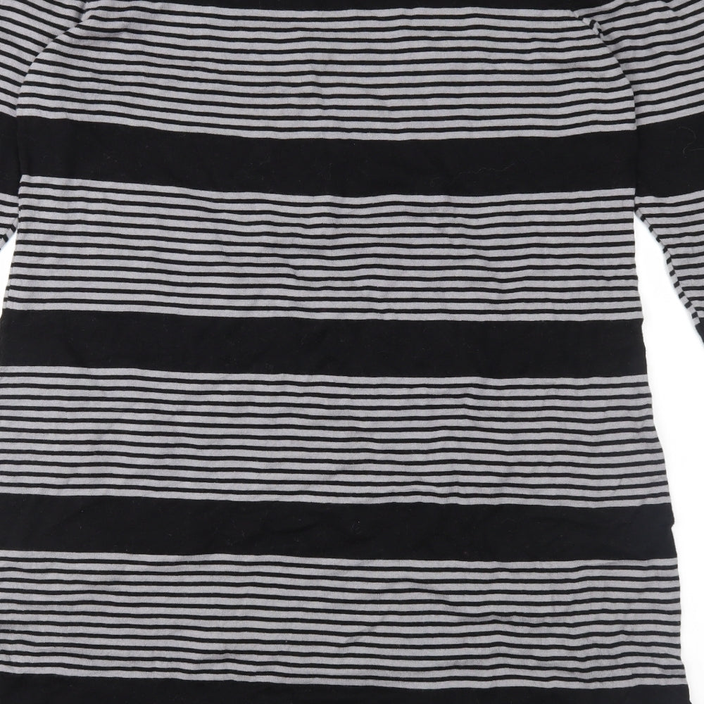 Wallis Womens Black Striped Knit Jumper Dress  Size L