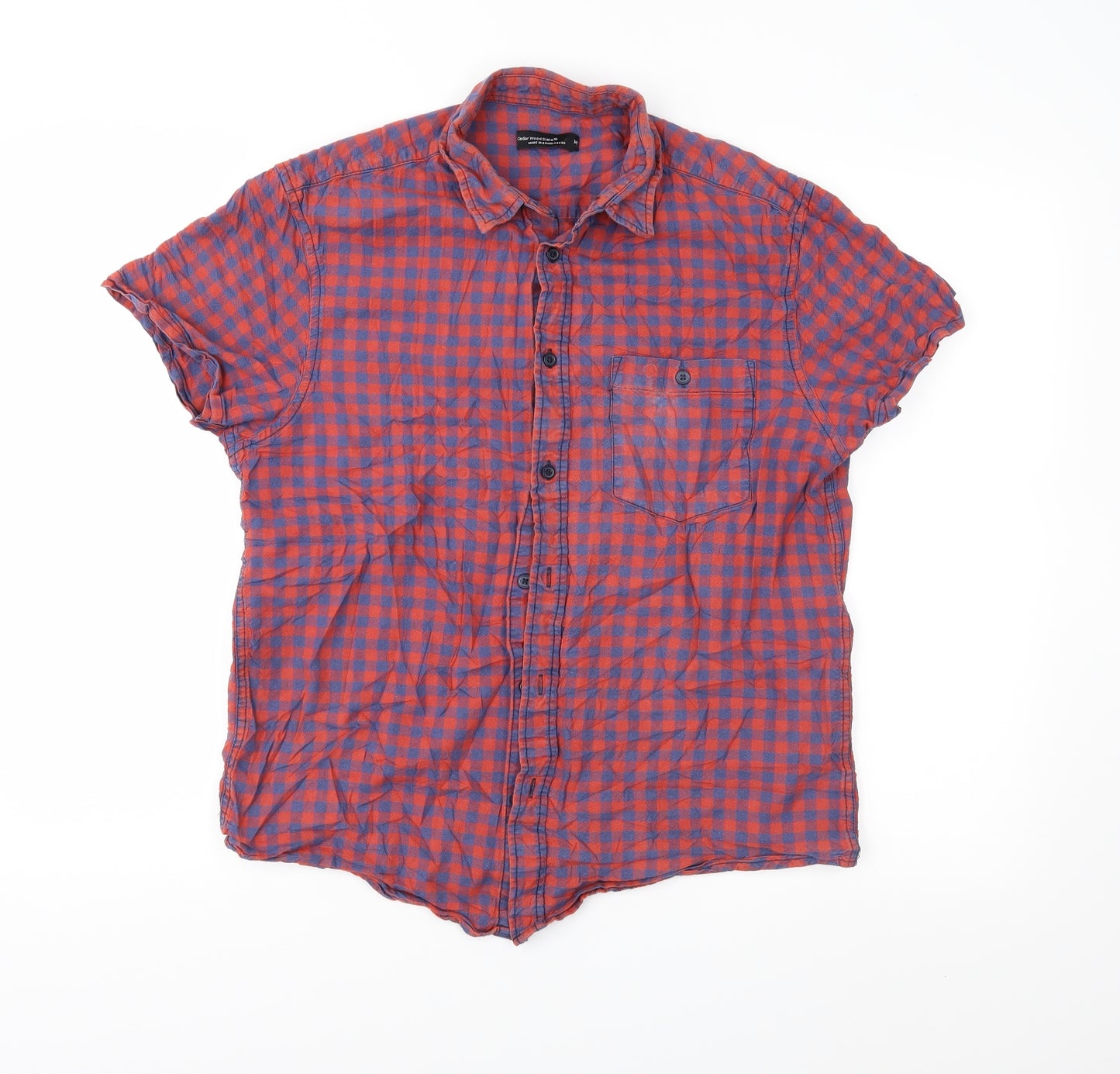 Cedar Wood State Mens Red Check   Button-Up Size M